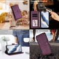 thumbnail image 6 of Dteck Wallet Crossbody Strap Case for Samsung Galaxy A17 5G,Magnetic Leather+TPU Card Slots Zipper Wallet Case Shockproof Kickstand Cover with Detachable Wrist Strap / Shoulder Strap,Darkpurple, 6 of 6