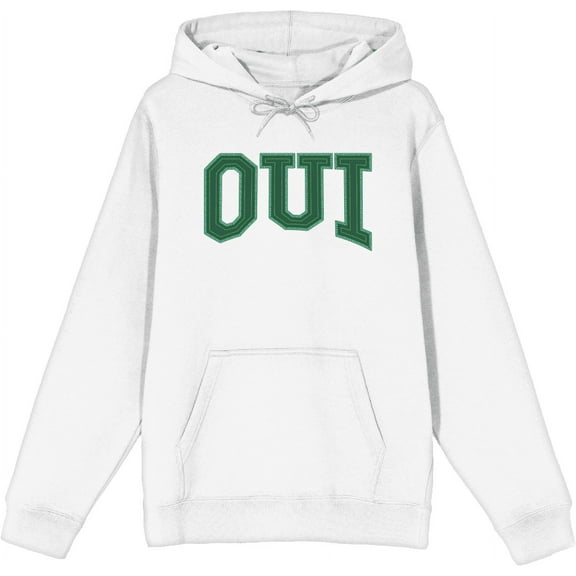 French Oui Adult White Long Sleeve Hoodie-Medium