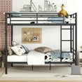 thumbnail image 2 of Full Over Full Metal Bunk Bed with  Full Length Gridded Guardrails,  Modern Double Decker Bed with Iron-Crafted Frame,Save Space or Split Into 2 Beds, Easy Assembly, for Bedroom and Apartment,Black, 2 of 6