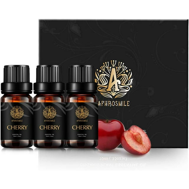 100% Pure Cherry Essential Oil for Humidifier, 3x10ml Aromatherapy Essential Oil Cherry for Diffuser, Cherry Oil for Candle Making