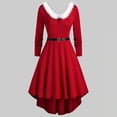 thumbnail image 2 of Womens Christmas Mrs Claus Outfit Santa Midi Dress Xmas Party Dresses Long Sleeve V Collar XXL Red, 2 of 5