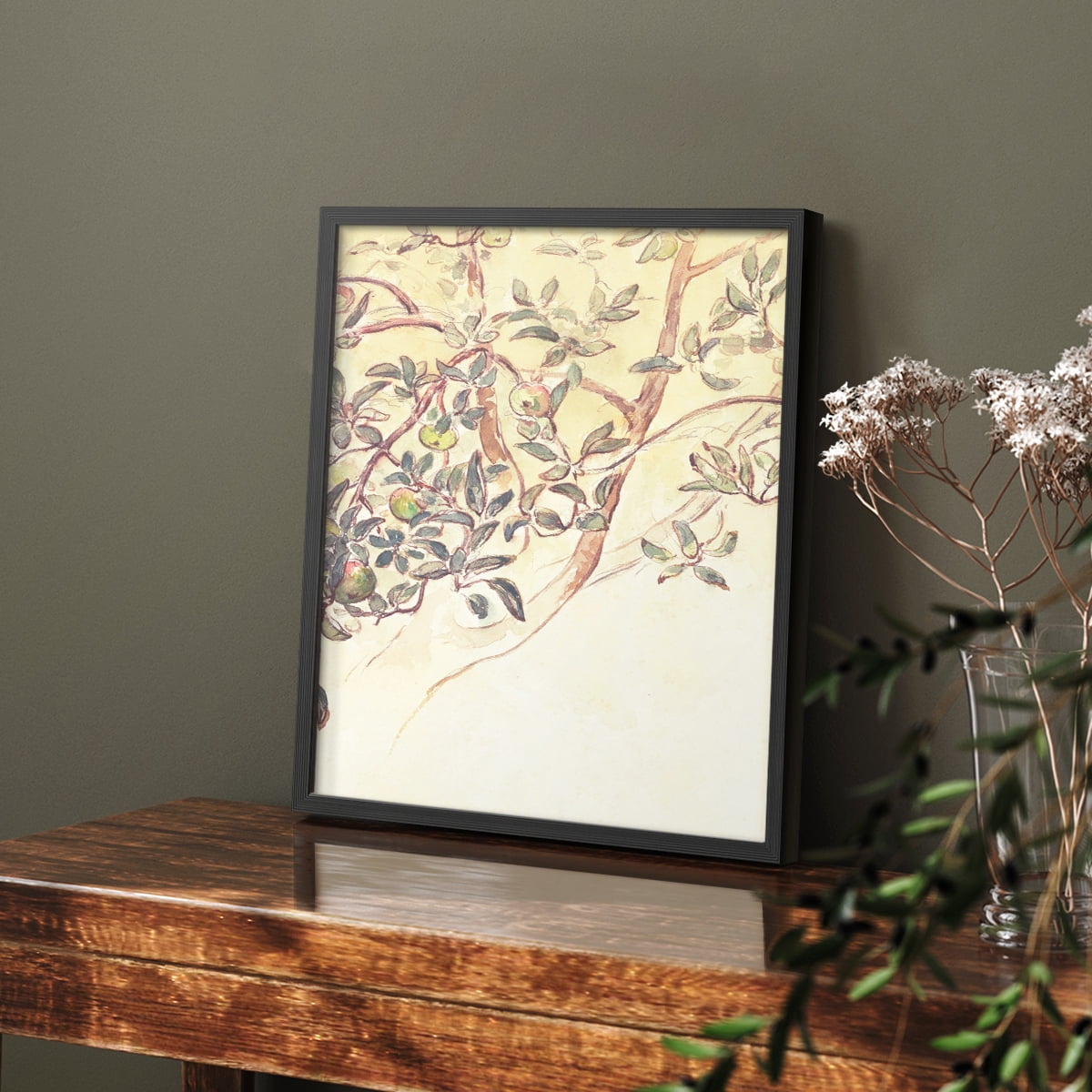 Vintage Floral Print CCXXV - 14in. x 11in. Vintage Framed Print in Black Wood Frame