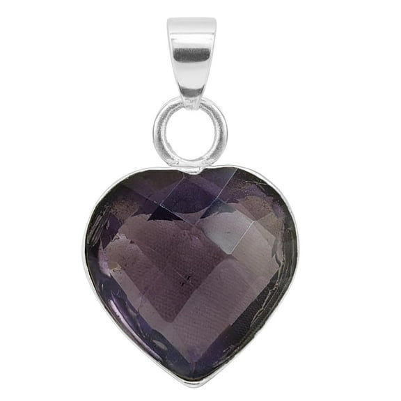 SATYAVIE JEWELLERY 925 Sterling Silver Amethyst Heart Pendant | Faceted Purple Crystal | February Birthstone Jewelry Gift for Women