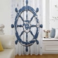 thumbnail image 6 of Navy Blue Coastal Sheer Curtains 54 Inches Long, Nautical Summer Rudder Vintage Light Filering Curtains, Breathable Simi Curtain Privacy Drapes for Kitchen Bathroom Lightweight Small Window Treatment, 6 of 9