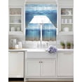 thumbnail image 3 of Blue Ocean Swag Kitchen Curtains Sets for Windows 24 Inch Length, Summer Beach Sky Waves Sandy Underwater Short Window Curtain Panels Swags Valances and Tiers 3 Piece Set for Cafe/Dining Room, 3 of 5