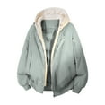 thumbnail image 2 of safuny Thick Long Sleeve Hooded Coat Fake Two-piece Breathable Soft Fabric Casual Standout Fashion Outerwear Ideal for Outdoor Daily Wear Mint Green XXXL, 2 of 4