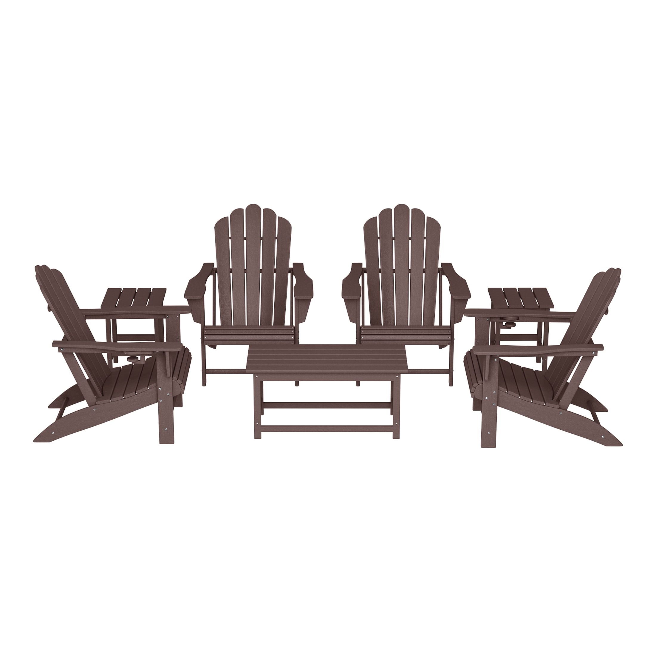 WestinTrends Highland 7-Piece HDPE Outdoor Patio Furniture Adirondack Conversation Set, Dark Brown