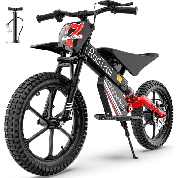 East doll 36V Electric Dirt Bike for Kids, 500W Peak Brushless Motor, Up to 16 MPH & 16 Miles Range, Twist Throttle, 16" Pneumatic Tire, Kids Electric Dirt Bike Ages 6-12, Disc Brake, Red