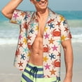 thumbnail image 7 of Fuzoiu Crabs And Seastars Print Hawaiian Shirt for Men, Summer Beach Casual Short Sleeve Button Down Shirts, Men’s Beach Summer Shirts with Pocket,Small, 7 of 7