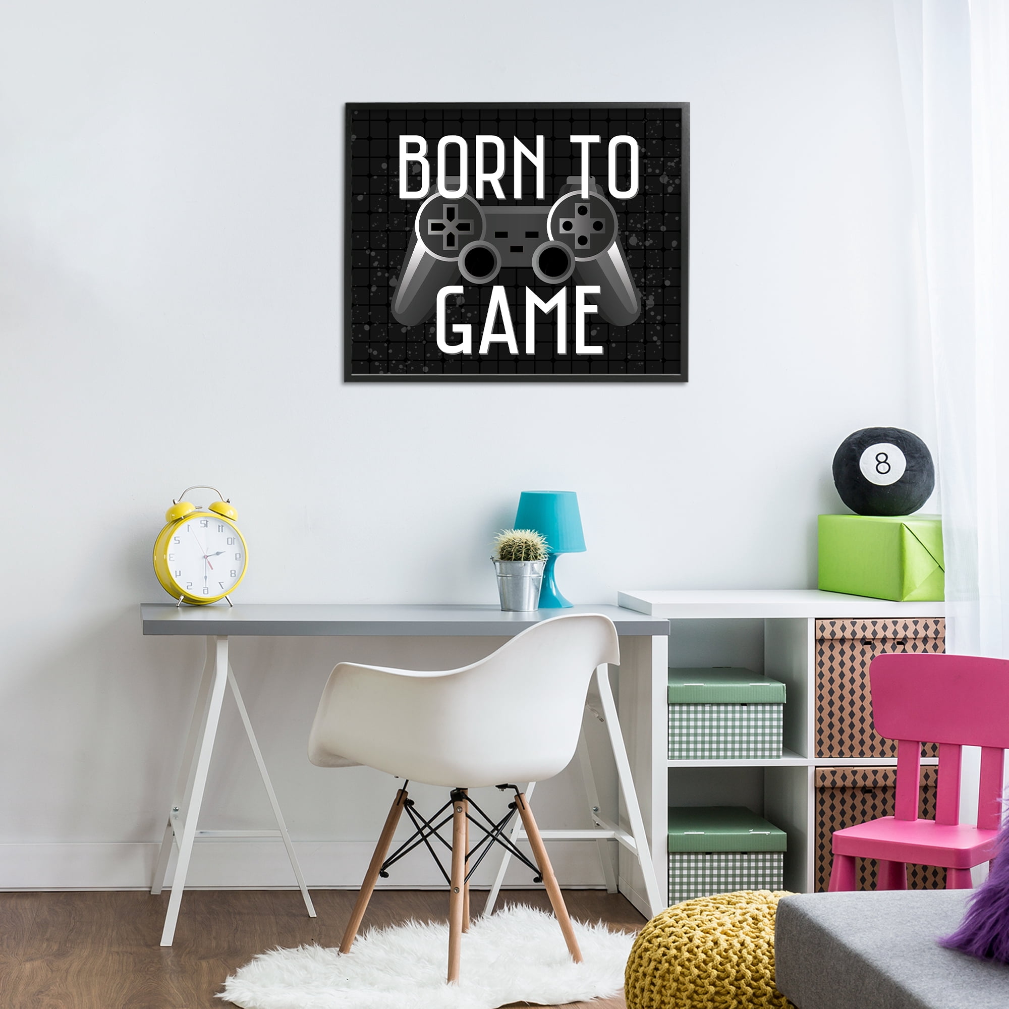 Stupell Industries Born To Game Retro Black Framed Giclee Art, design by Kim Allen