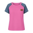 thumbnail image 6 of Going Out Tops for Women Casual Crew Neck Short Sleeve Shirts Block Color Dressy Blouses Summer Clothes, 6 of 6
