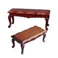 thumbnail image 1 of Milaget 2Pcs 1:12 Doll House Furniture Miniature Tea Table Red Brown, 1 of 9