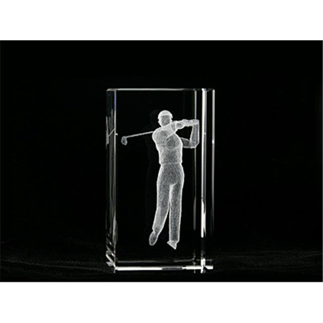 Asfour Crystal 1159-100-37 4 L x 2 H x 2 W in. Crystal Laser-Engraved Golfer Sports Laser-Cut