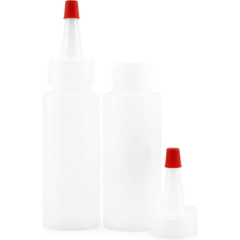 2oz HDPE Plastic Squeeze Bottles w/Yorker Tips (6-Pack) 2 Ounce Refillable