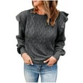 thumbnail image 2 of Aqestyerly Cardigans à Capuche pour Femmes, Chandail Uni pour Femmes, Chandail Ample à Base, Hauts à Manches Longues à Col Rond, Chandail à Col Rond, 2 of 6