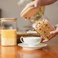 thumbnail image 3 of Glass Food Storage Jars 37 oz Set of 6,Glass Storage Containers Clear Glass Food Canister with Bamboo Lid Airtight For Serving Tea, Coffee, Flour, Sugar, Candy, Cookie, Spice and More (Square), 3 of 7