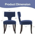 thumbnail image 3 of Mid Century Modern Wooden Dining Chairs Set of 4, Upholstered Side Dining Chairs with Curved Back Linen Fabric Armless Wood Chairs Kitchen & Dining Room Farmhouse Chairs (Blue), 3 of 7