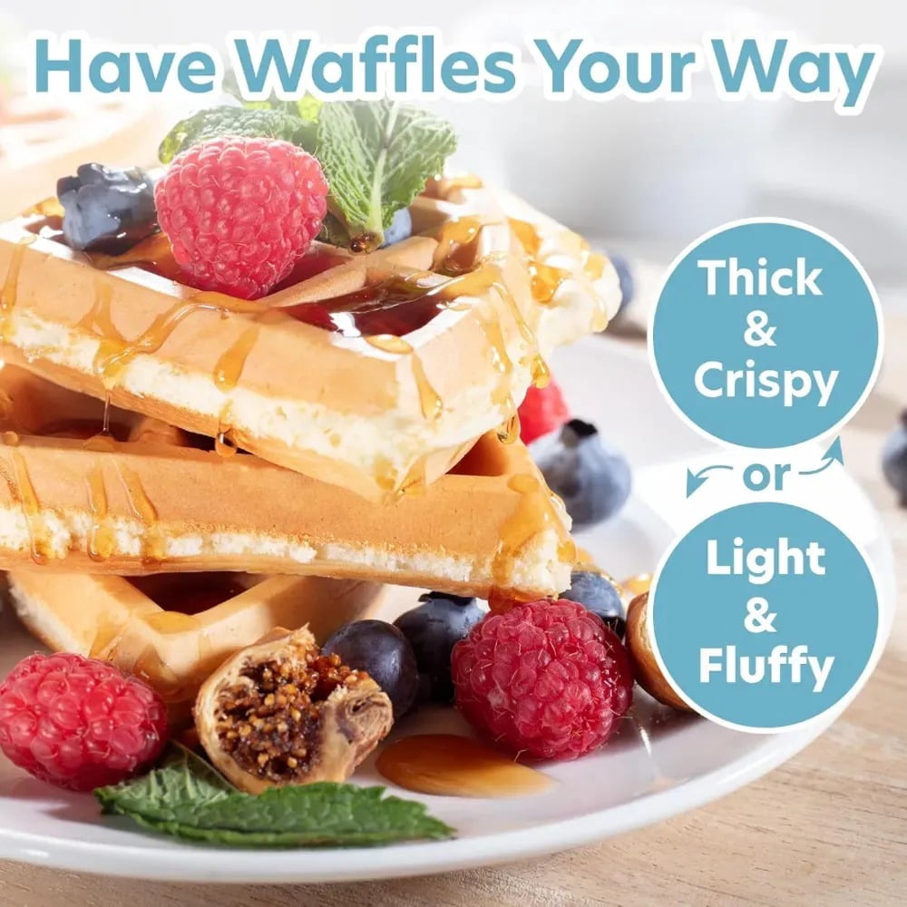 CucinaPro Belgian Waffle Maker- Non-Stick 7" Waffler Iron w Adjustable Browning Control