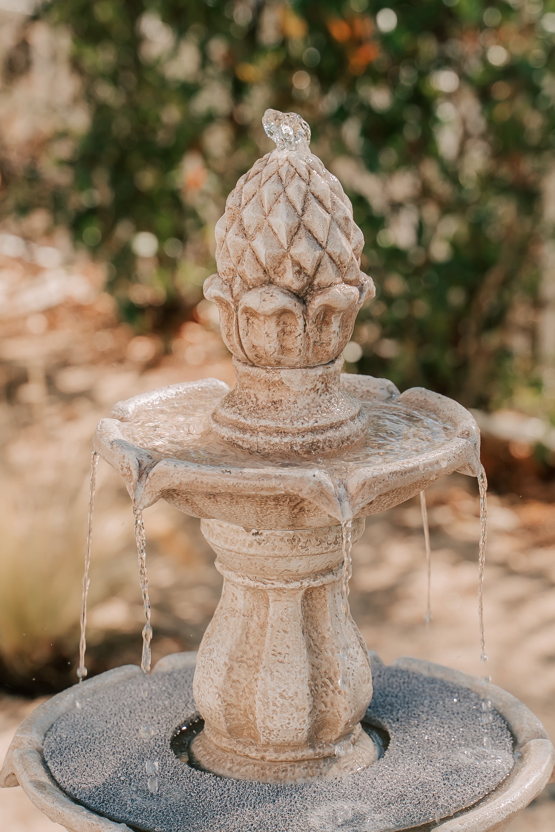 XBrand 51"H Fiber Resin Beige 3-Tier Freestanding Waterfall Fountain, Outdoor Garden, Yard, Lawn, Porch Décor