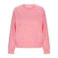 thumbnail image 5 of Women's Casual Sweatshirt Long Sleeve Pullover Round Neck Loose Bow Pearl Print Fall Top Comfort Wear, 5 of 8