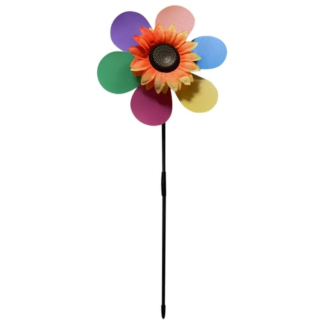 Juguete giratorio colorido, con palos, arte educativo de girasol de plástico para jardín, decoración Zulema Molinillo de viento