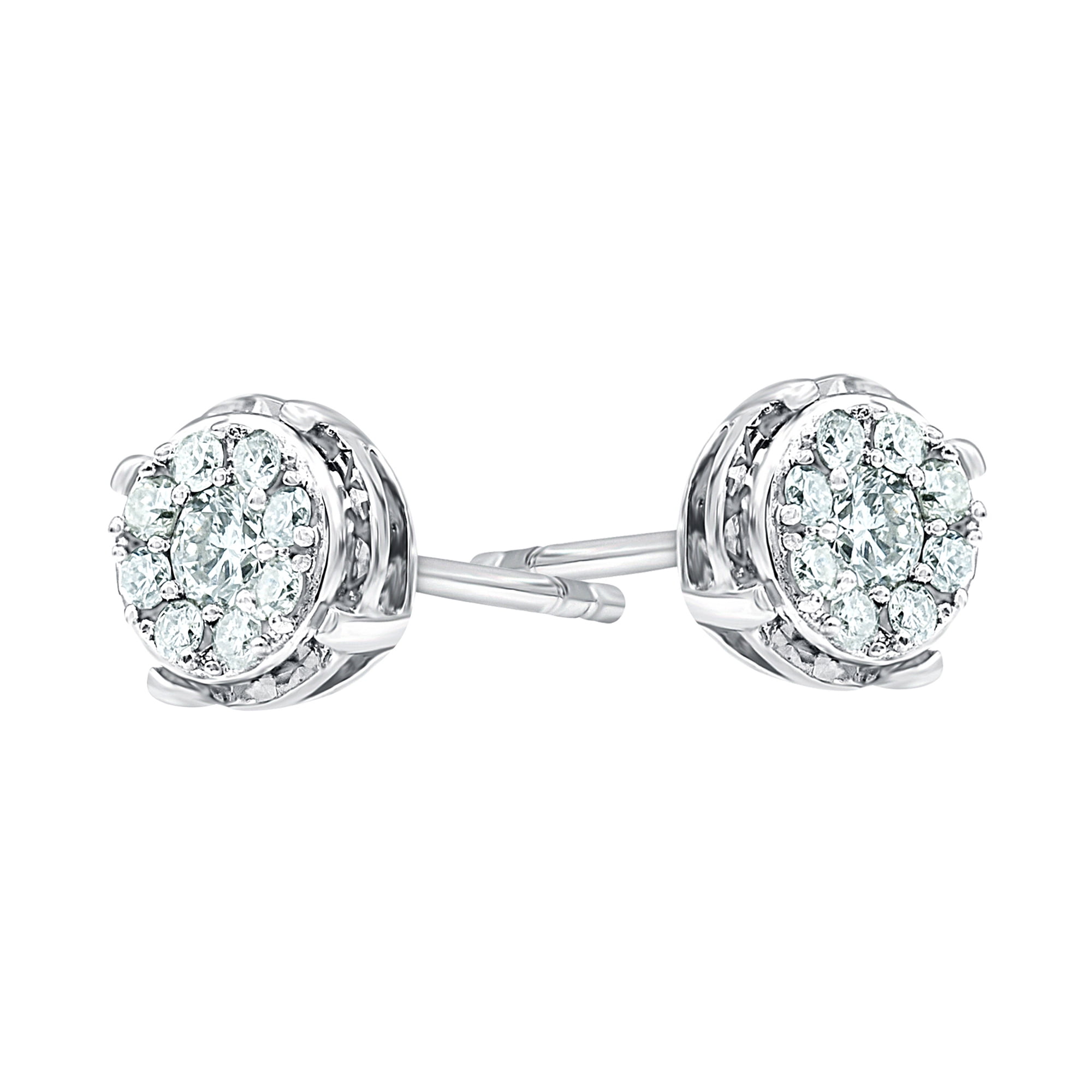 Arista 1/3 Carat T.W Lab Grown Diamond Cluster-Set Women's Stud Earring in Sterling Silver (I, SI)