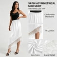 thumbnail image 4 of Women's Half Slips for Under Dresses Lace Trim Satin Patchwork Elastic Waist Skirt Elegant Flowy A Line Midi Skirts, 4 of 6