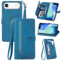 For iphone Air 6.5 inch Case, Wallet for Women Men, Durable PU Leather Magnetic Flip Lanyard Strap Wristlet Zipper Card Holder Wallet Phone Case for iphone Air