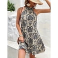 thumbnail image 5 of Women's Halter Neck Printed Swing Dress Flowy Casual Summer Outfit for Events Versatile Everyday Wear 100% Polyester, 5 of 6