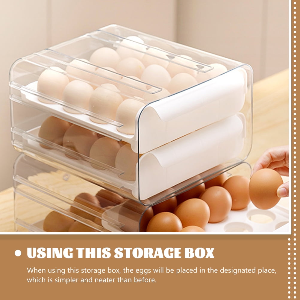 OULII Fridge Organizer Eggs White PP with Ventilation System for Pantry Use 1Pcs