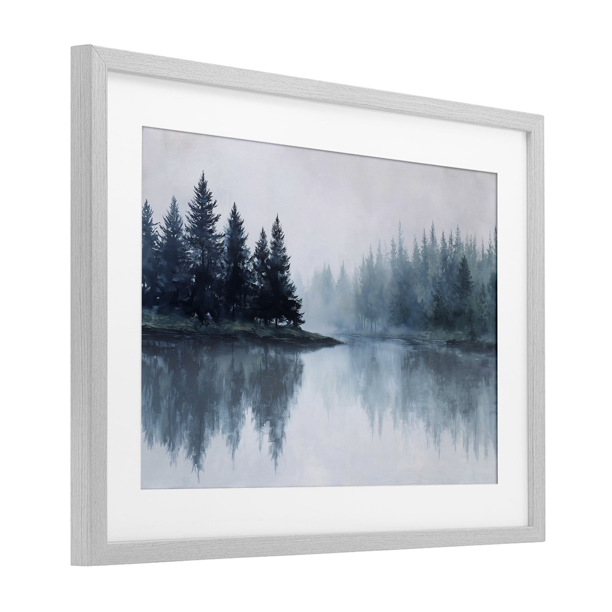 Stupell Industries Indigo Tree Reflections Gray Framed Print Under Glass, design by Jacky Ngan