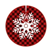 35 Inch Burlap Christmas Tree Skirt Buffalo Plaid Border, Tree Skirt with Santa Gnomes Christmas Tree Decoration