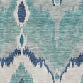 thumbnail image 3 of HomeRoots 662679 8 x 10 ft. Teal & Ivory Ikat Transitional Washable Machine Made Rectangle Area Rug with UV Protection, 3 of 9