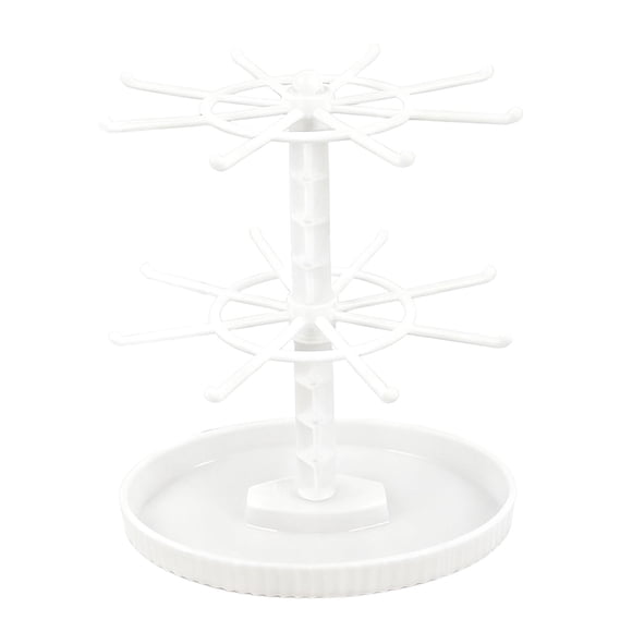 Organizador de joyas, expositor de muñecas, colgador colgante, colgador de joyas para coleccionables, diademas, mostrador de entrada para tienda Blanco de 2 niveles