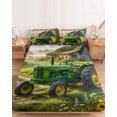 thumbnail image 2 of Queen Size Fitted Sheet Set - Green Tractor 3 Piece Bedding Sets 16" Deep Pocket Fitted Sheet with 2 Pillowcases, Old Barn Windmill Wildflowers Farmhouse Brushed Microfiber Hotel Luxury Bed Sheets, 2 of 9