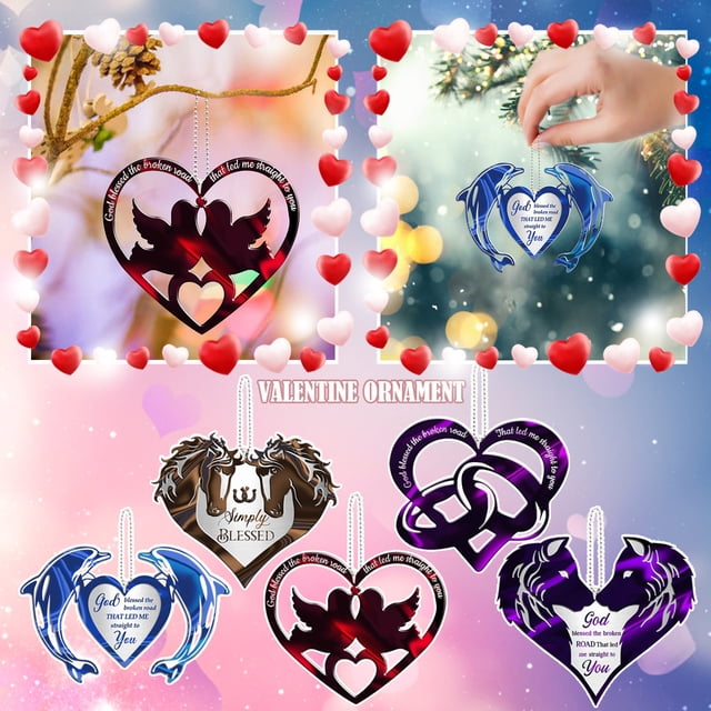 Xihbxyly Colgante de San Valentín, Decoración Acrílica Romántica, Impresión a Doble Cara, Exquisito Regalo Navideño, Perfecto para Sala de Estar, Dormitorio y Coche, Tamaño 10 X 6,5 Cm.