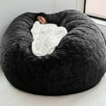 thumbnail image 3 of SHANNA Bean Bag Chair Cover Big Round Soft Fluffy Velvet Lazy Sofa Bed Cover (Cover only,No Filler),6ft, Black, 3 of 13