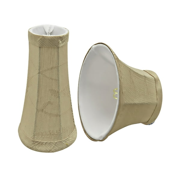 Aspen Creative 30242-2 Small Bell Shape Chandelier Clip-On Lamp Shade Set (2 Pack), Transitional Design in Oatmeal, 4" bottom width (2 1/2" x 4" x 5" )