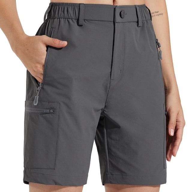 Pantalones Cortos Deportivos, Cómodos Pantalones Cortos De Senderismo, 4 Bolsillos Con Cremallera, Cintura Elástica Para Exteriores Para Mujeres Mgaxyff Otros