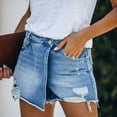 thumbnail image 7 of Womens Jeans Light Blue Shorts A Washed Ripped Skirt Design Casual Style Blue Pants Sizes XL, 7 of 7