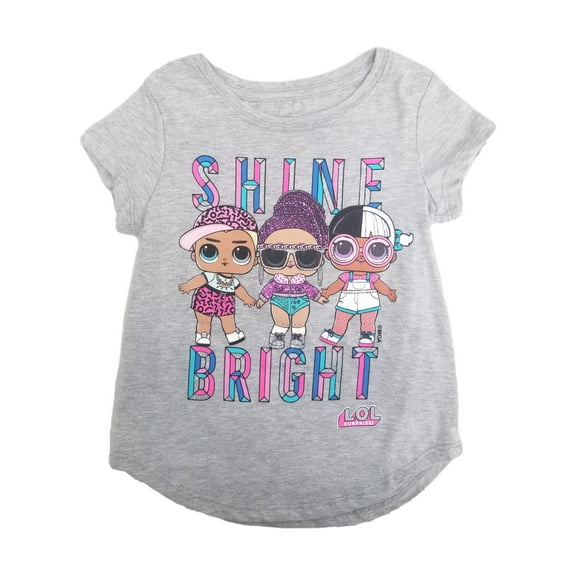 LOL Surprise Girls Gray Sparkle Short Sleeve Shine Bright T-Shirt Shirt XS (4/5)