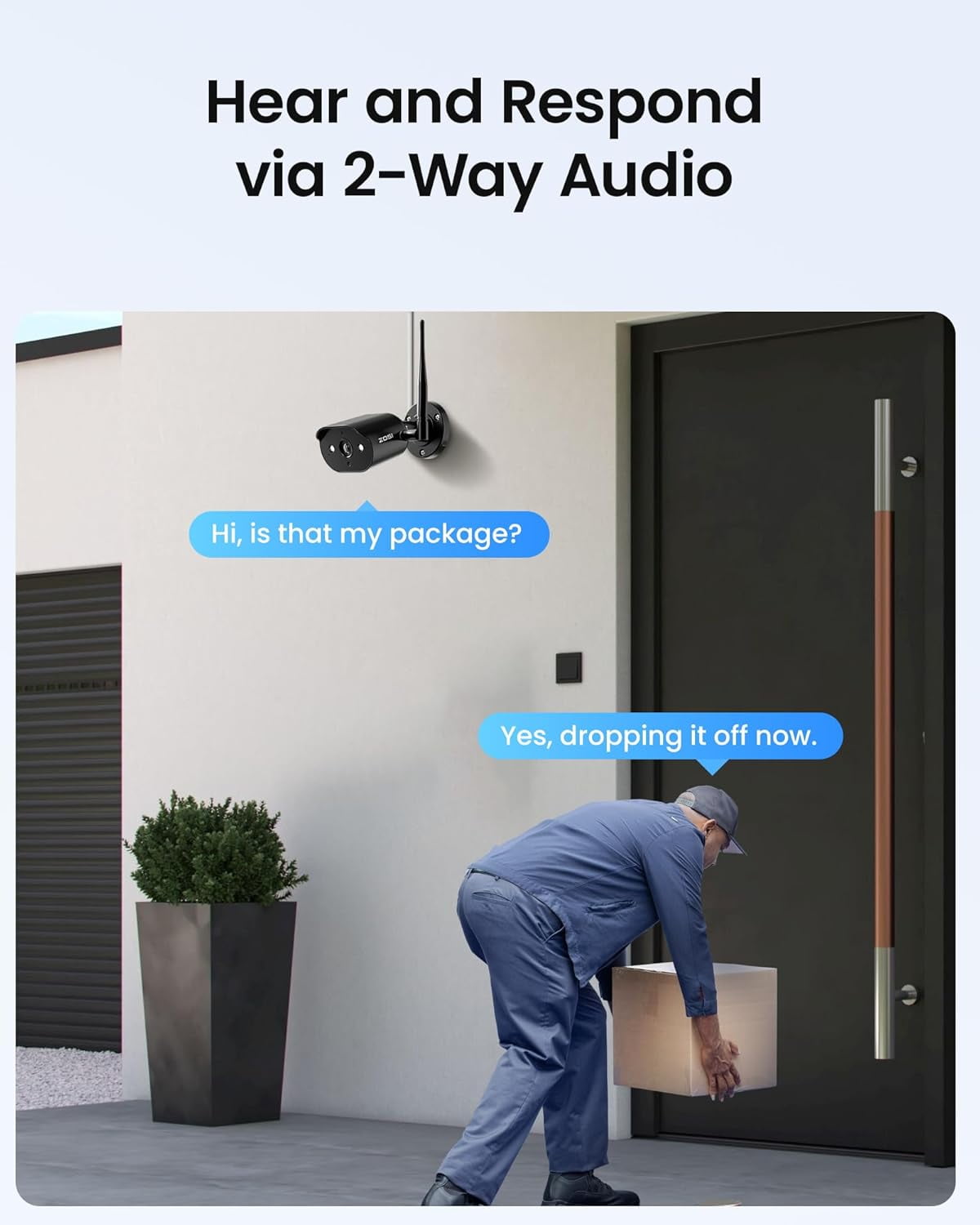 3MP Wireless Security Camera System with Audio, ZOSI 2K Plug-in Outdoor Smart WiFi Cameras,Color Night Vision, AI Person Detection, Light & Siren Alarms, 8CH 4K NVR with 2TB HDD for 7/24 Recording