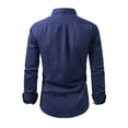 thumbnail image 3 of Ceisia Men's Oxford Long Sleeve Button Down Shirt With Striped Cuff Detail Navy XXXXL Gift, 3 of 6