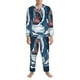 thumbnail image 3 of Balery Shark Pijama para Hombre de Dos Piezas con Manga Larga, Conjunto de Dormir y Descanso Suave con Bolsillos-Small, 3 of 7