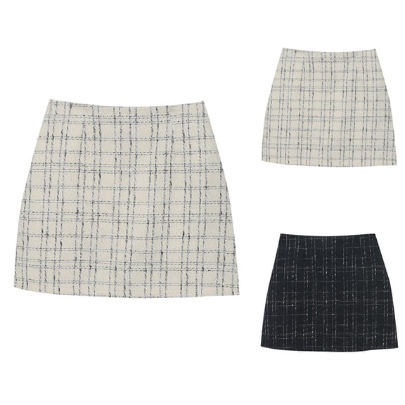 Plaid Skirts for Women High Waisted Bodycon Mini Skirt Fall Winter Tweed Skirts