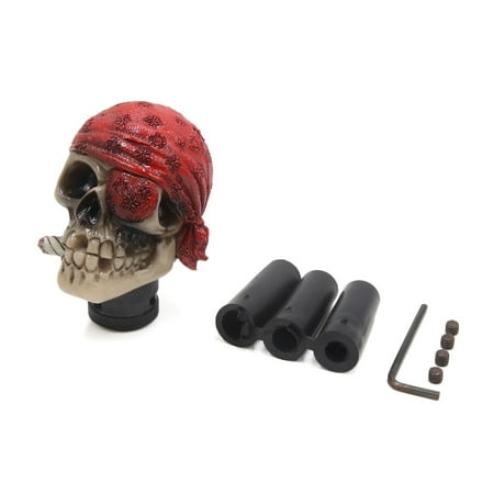 Red Beige Skull Head Shaped Manual Stick Gear Shift Knob Lever Shifter for