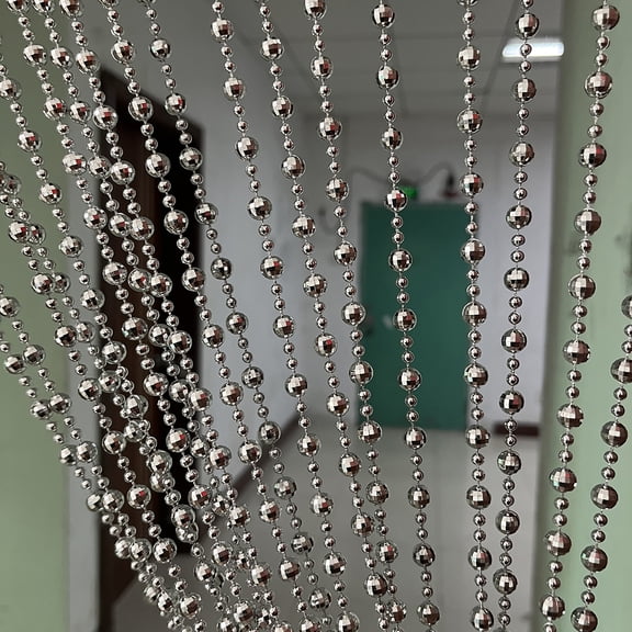 ZiDeTang 100cm x 195cm Sparking Plating Plastic Diamond Dcor Beaded Door Curtain String Doorway Room Divider Window Tassel Blind Screen Panel (Silver)