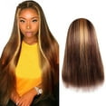 thumbnail image 1 of Cheveux Droits Humains Perruque Marron pour Femmes Cheveux Longs avec Perruque Pré-Plumée, 1 of 6
