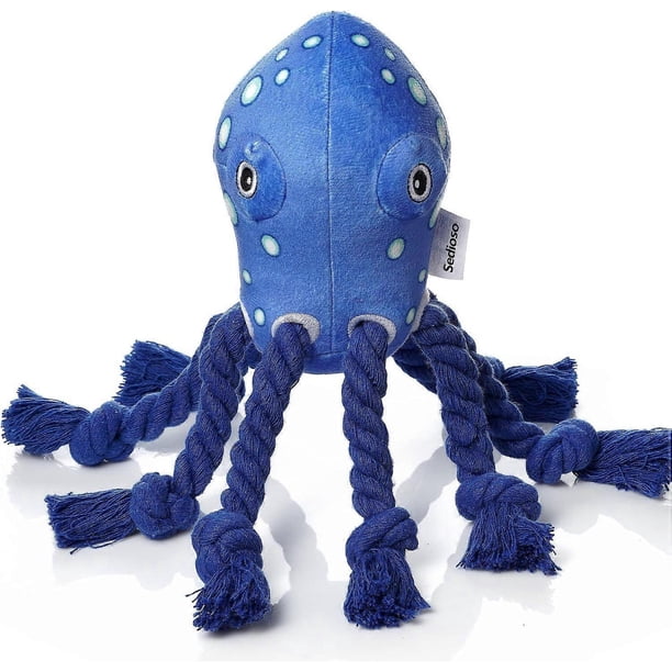 Dog Toys, Dog Plush Toy for Large Breed, Cute Squeaky Dog Toys with Crinkle Paper, Dog Chew Toys for Puppy, Small, Middle, Big Dogs (Octopus)