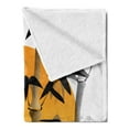 thumbnail image 2 of Bamboo Print Soft Flannel Fleece Throw Blanket, Bamboos Across the Sun Aesthetic Japanese Culture Lifestyle, Cozy Plush for Indoor and Outdoor Use, 60" x 80", Orange Black White, by Ambesonne, 2 of 5
